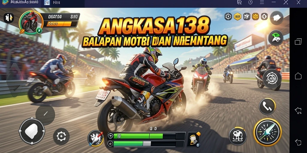 Tampilan gameplay balapan motor yang seru dan intens.