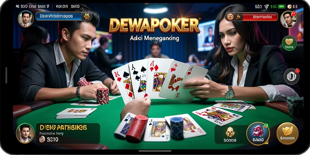 Tampilan gameplay DEWAPOKER yang mendebarkan saat pertarungan kartu.