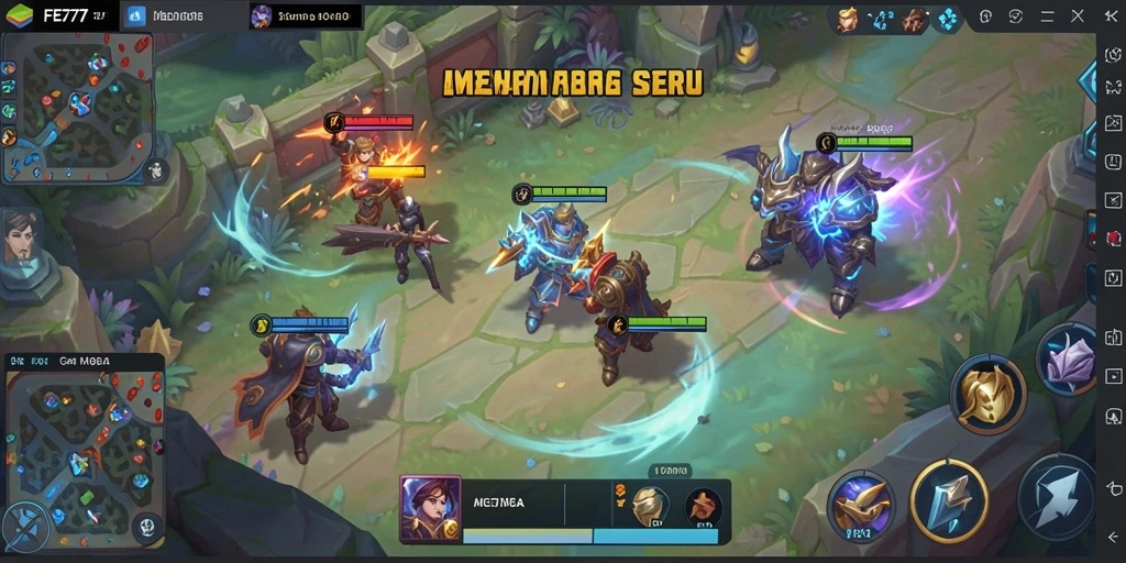 Menampilkan aksi seru dari gameplay MOBA FE777.